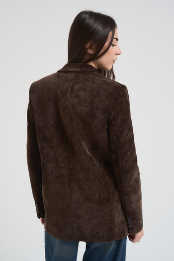 Giacca donna doppiopetto in velluto moro - 3