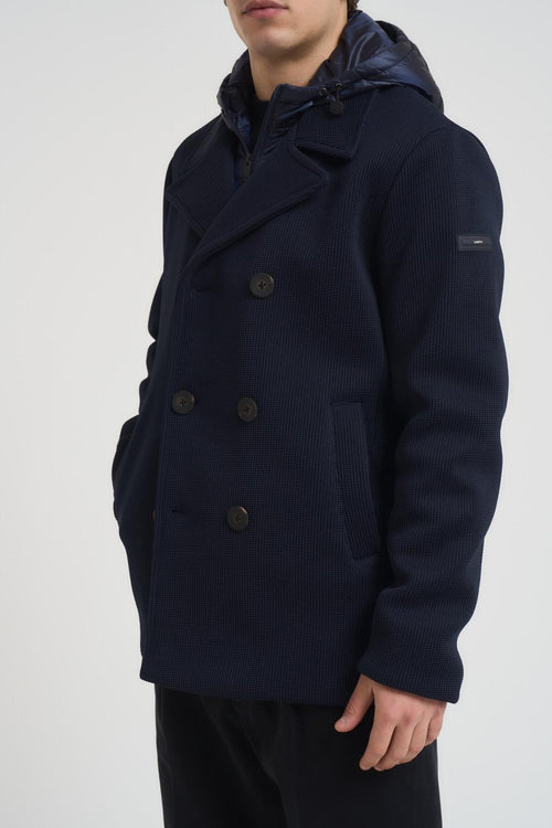 Cappotto uomo con pettorina in nylon blu - 2