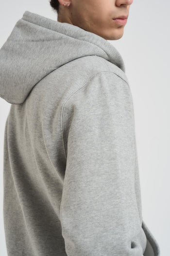 Felpa uomo con cappuccio e zip grigia - 4