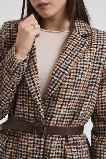 Giacca donna monopetto check marrone - 3