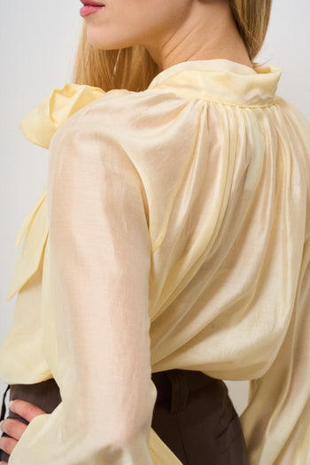 Camicia donna semitrasparente gialla - 4