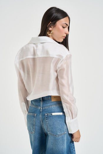 Camicia donna semitrasparente bianco - 4