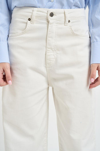 Jeans donna barrel in denim bianco - 5