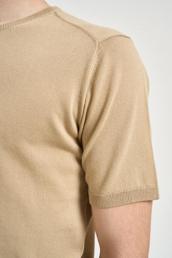 T-shirt uomo in maglia beige - 3