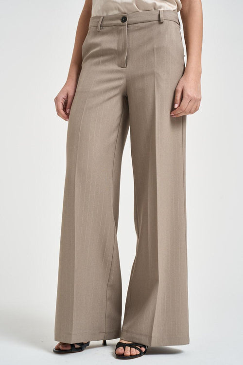 Pantalone donna gessato tortora