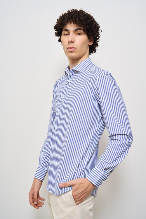 Camicia uomo a righe celeste