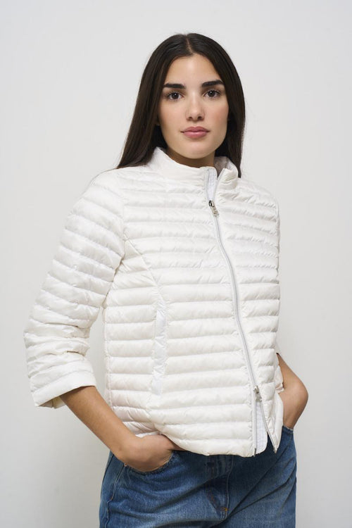 White quilted women's down jacket