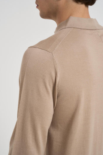 Polo uomo a maniche lunghe beige - 5