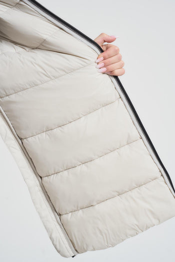 Giacca donna collo alto e cappuccio panna - 7