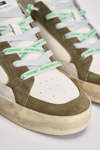 Sneakers uomo bianca e suede verde militare - 4