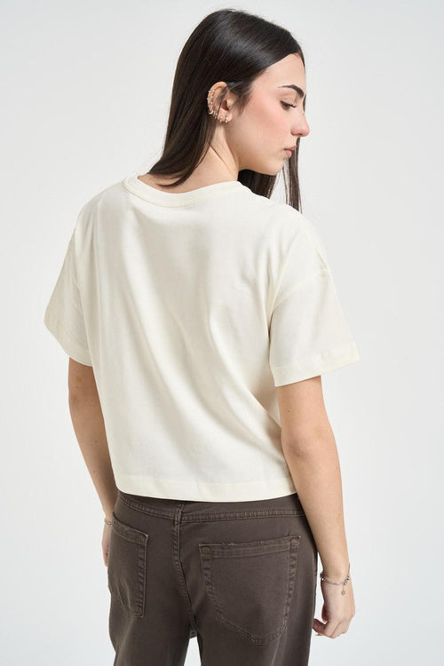 T-shirt donna cropped crema - 2