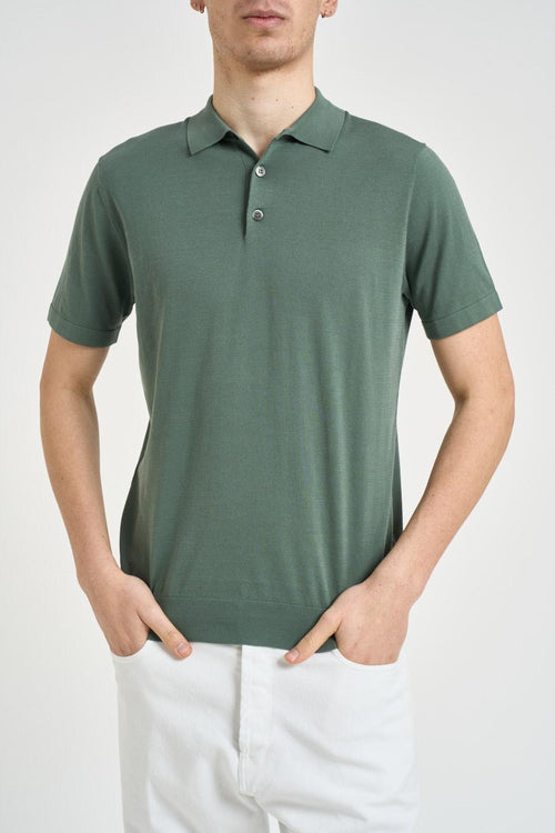 Polo uomo in maglia verde militare