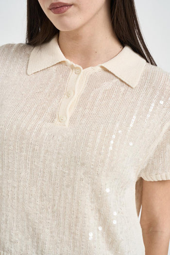 Polo donna manica corta crema - 3