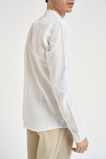 Camicia uomo in misto lino e cotone bianca - 6