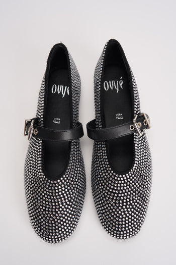 Ballerine donna nere con strass argento - 8