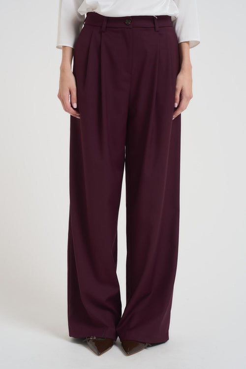 Pantalone ampio donna con pence bordeaux - 2
