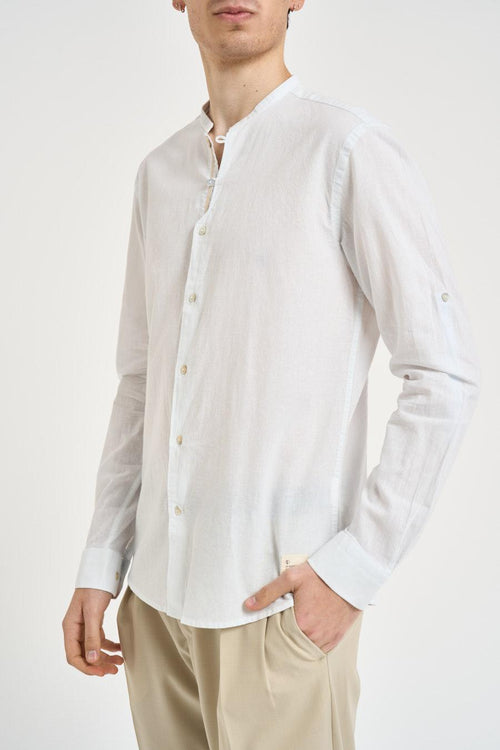 Camicia uomo in misto lino e cotone bianca - 2