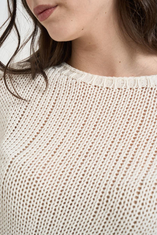 Maglia donna cropped panna - 2