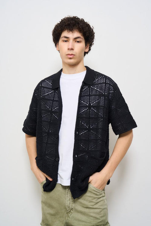 Camicia uomo in maglia nera