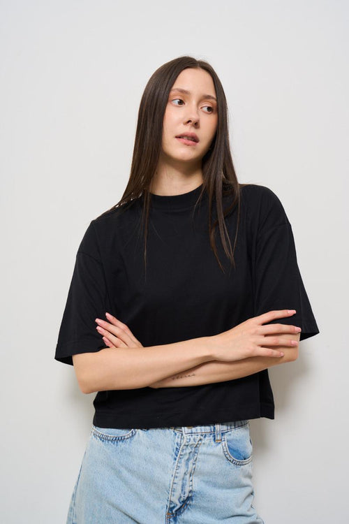T-shirt donna con apertura nera