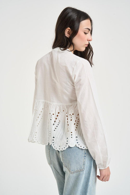 Camicia donna traforata bianca - 2