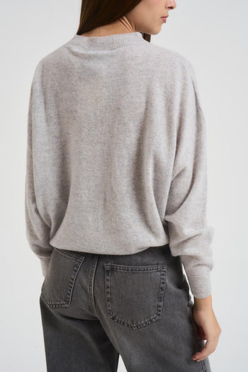 Maglia donna scollo a barca grigio chiaro - 3