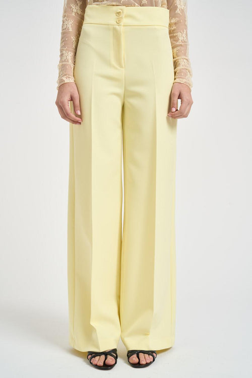 Pantalone donna gamba larga giallo pastello