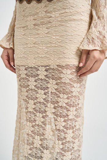 Gonna donna con pizzo beige - 4