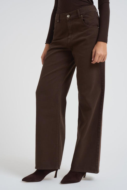 Jeans donna a palazzo Mia marrone - 2