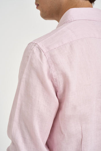 Camicia uomo in lino rosa - 5