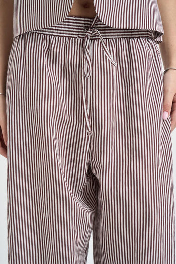 Pantalone donna a righe bordeaux e bianche - 4