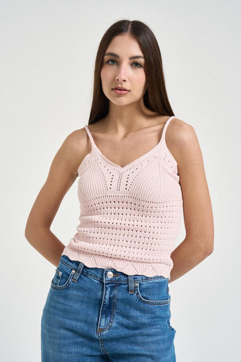 Top donna in maglia rosa - 3