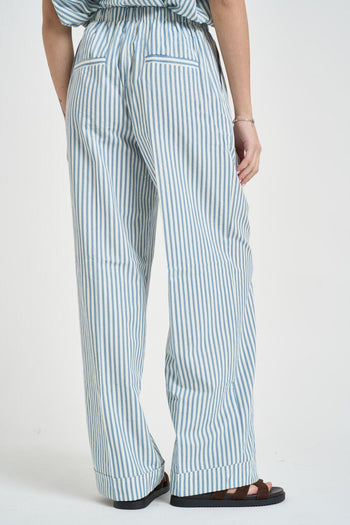 Pantalone donna a righe celeste - 3
