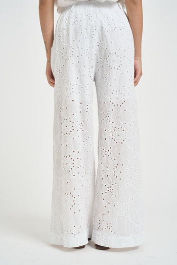 Pantalone donna in sangallo bianco - 3