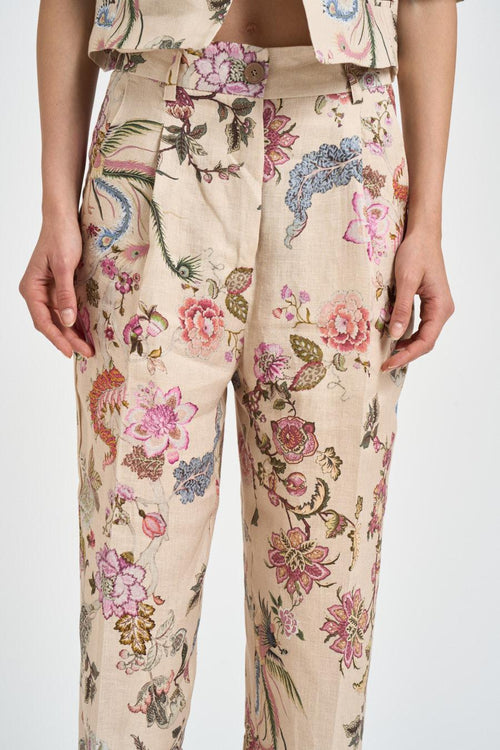 Pantalone donna a palazzo in fantasia floreale - 2