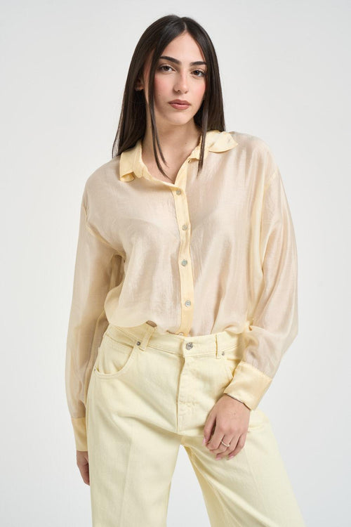 Camicia donna semi-trasparente giallo pastello - 2