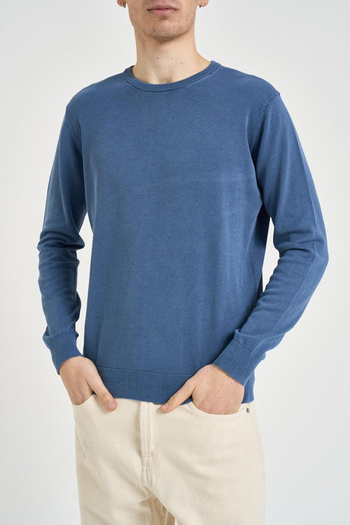Maglia uomo girocollo in denim blu