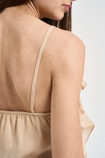 Top donna sabbia con volant - 4
