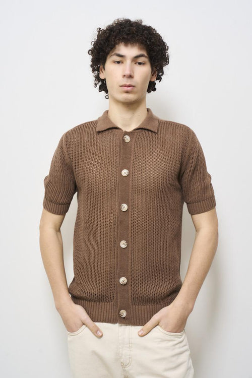 Polo uomo traforata cammello