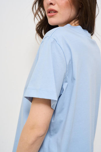 T-shirt donna celeste girocollo - 4
