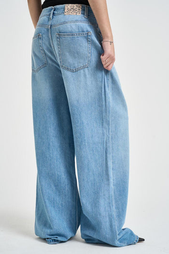Jeans donna wide leg denim chiaro - 5