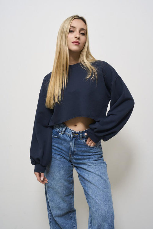 Women's cropped sweatshirt blue