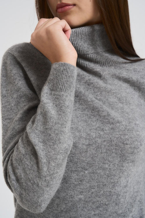 Maglia donna a collo alto grigia - 2