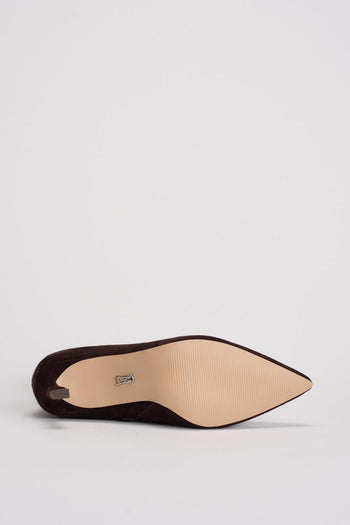 Stivaletto donna con tacco in suede marone - 7