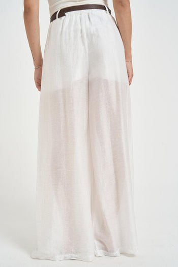 Pantalone donna satinato bianco - 3