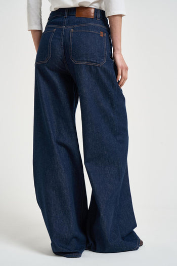 Jeans donna over in denim scuro - 4