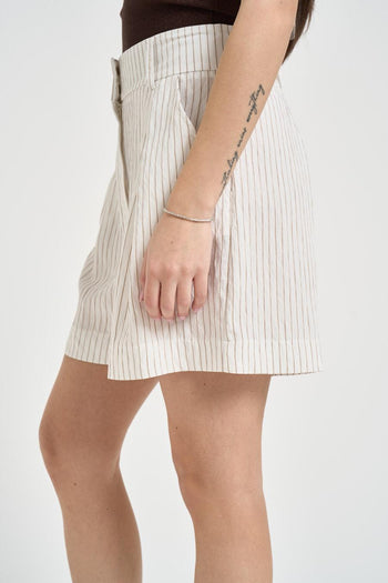 Shorts donna gessato panna - 3