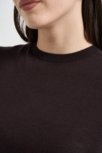 Maglia donna manica a sbuffo marrone - 3