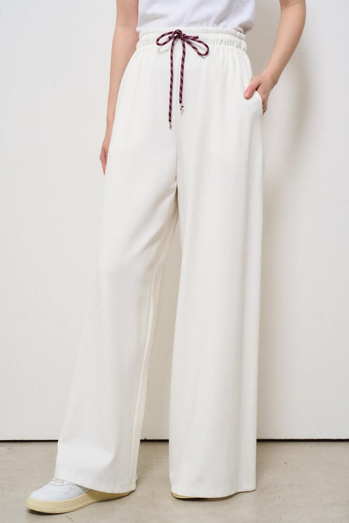 Pantaloni donna bianco a palazzo - 2