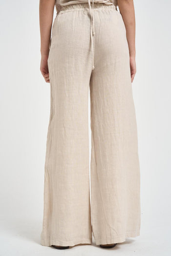 Pantalone donna in lino sabbia - 4